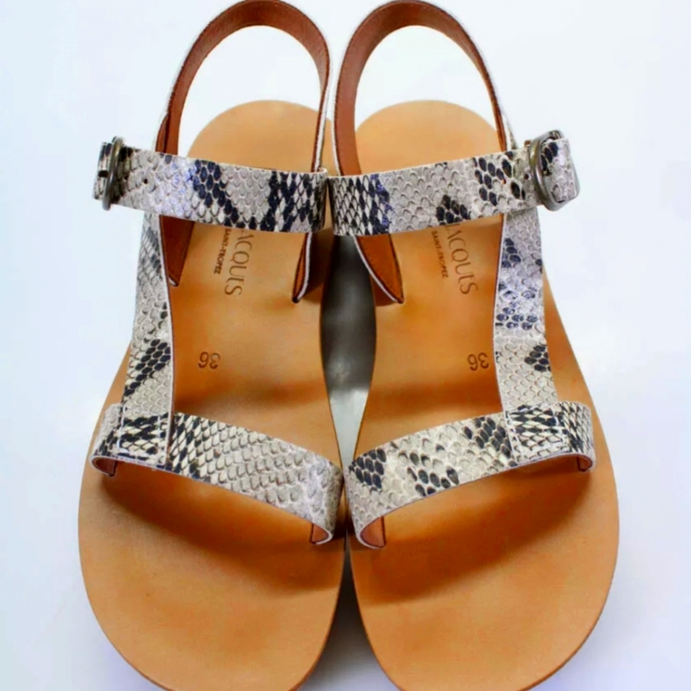 New in box KJacques leather animal print sandals